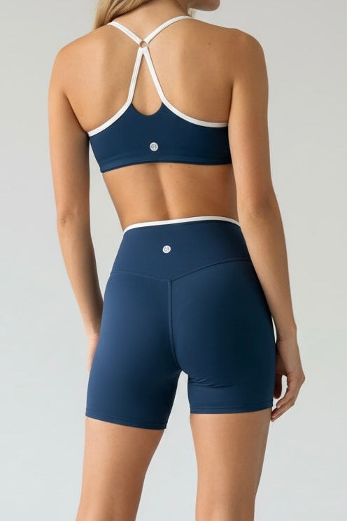 V sporty biker navy set