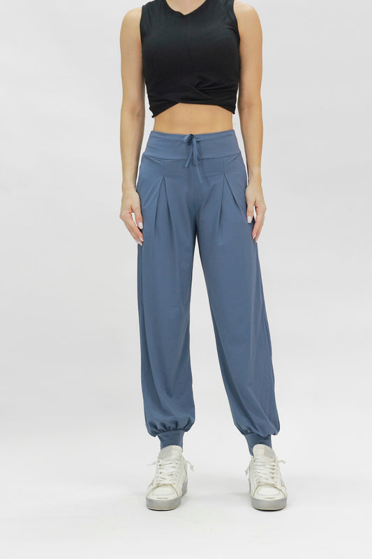 Pleated jogger blue