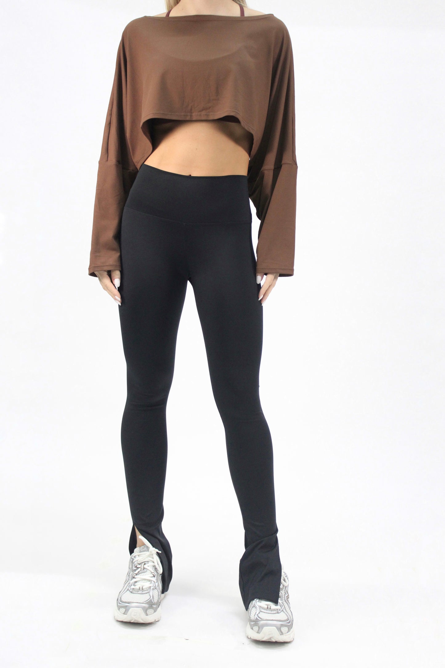 off shoulder shirt brown