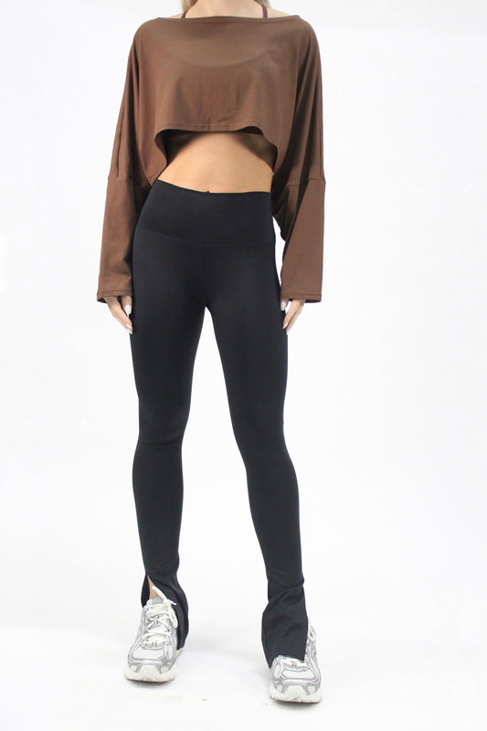 off shoulder shirt brown