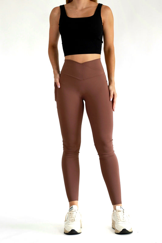 V Legging Coffee con bolsillo