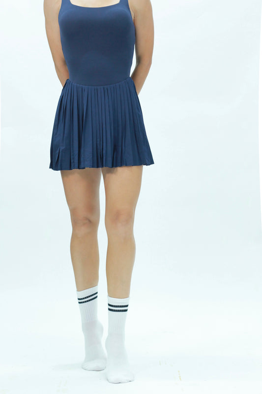 Pleated dress 2 navy