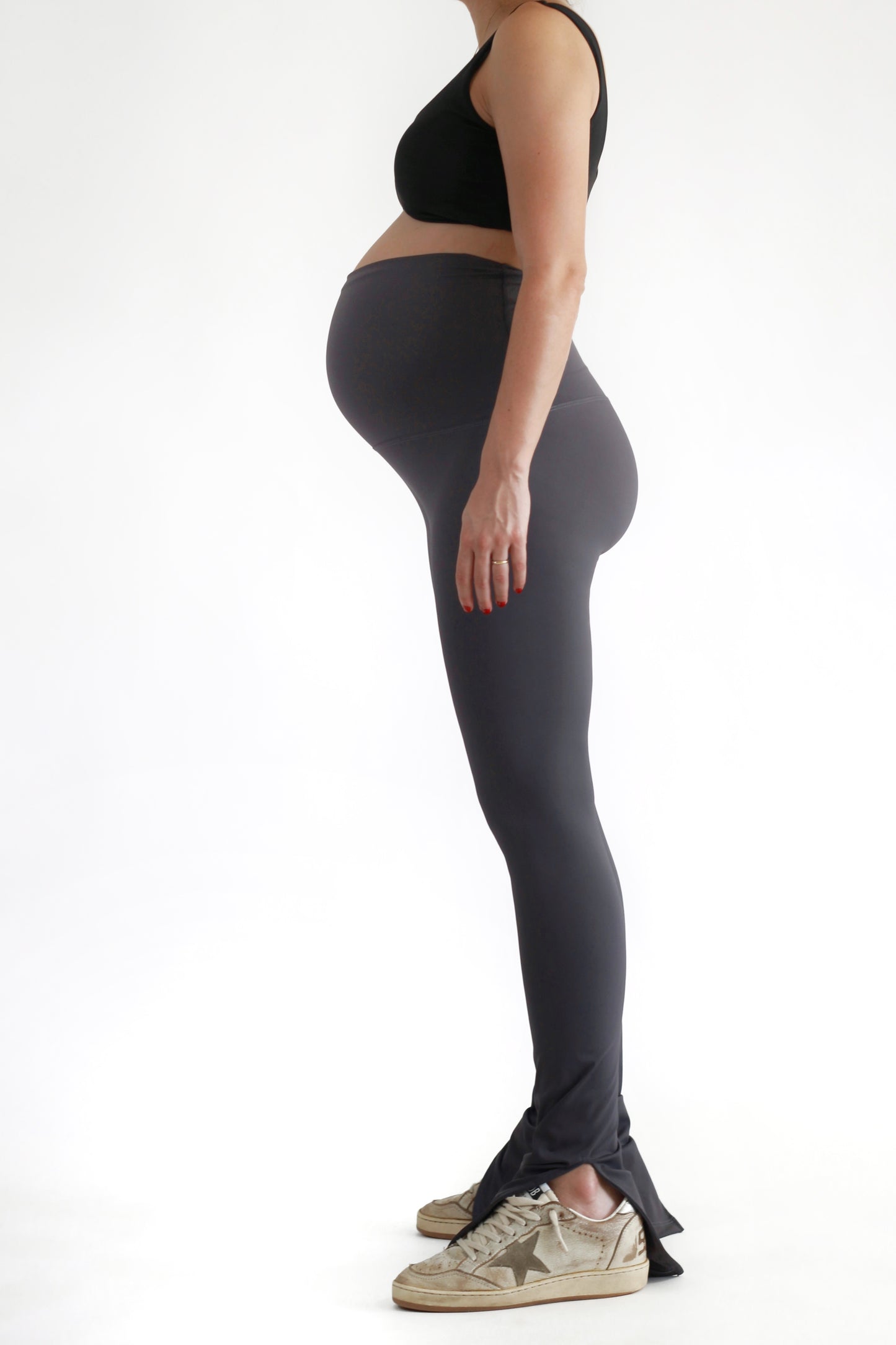 Preggo Split Flare Legging Gray