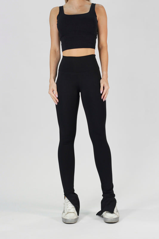 Split Flare Legging Black