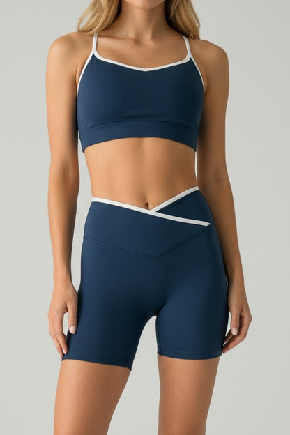 V sporty biker navy set