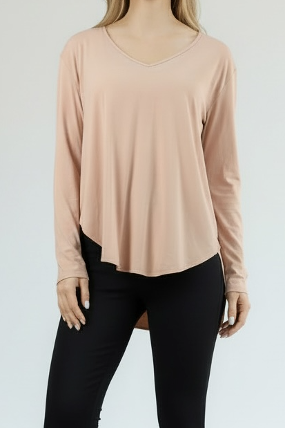 Oversized Long sleeve Basic Shirt  tan