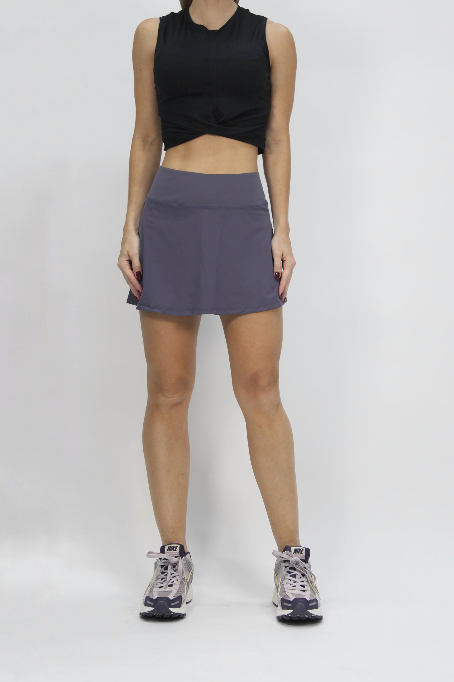 Mini back pleated skirt purple