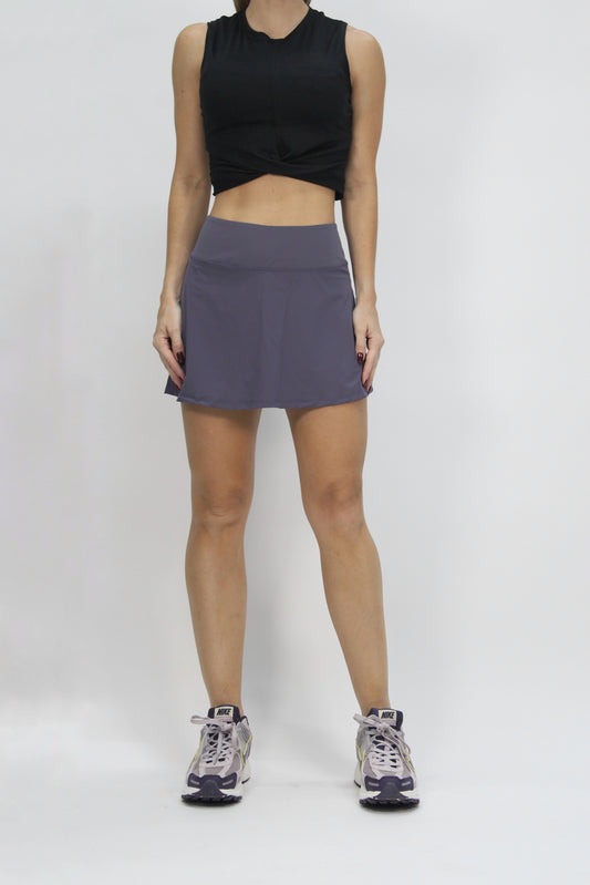 Mini back pleated skirt purple