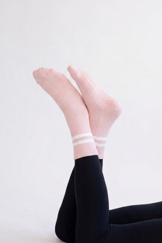 The Grip socks / pink -white stripe