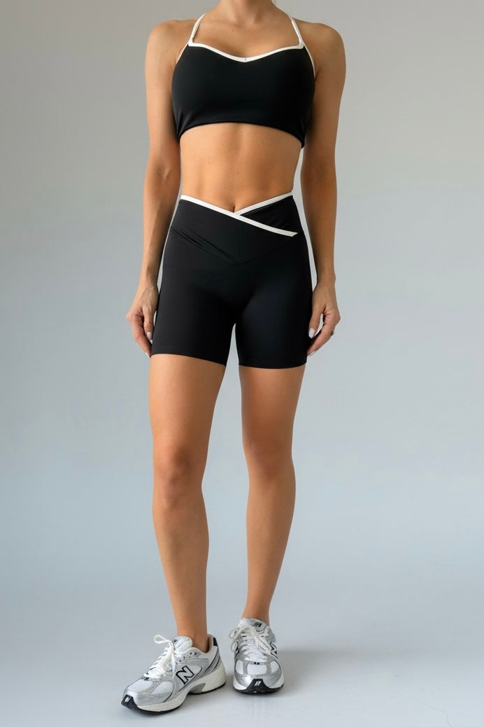 V sporty biker set black