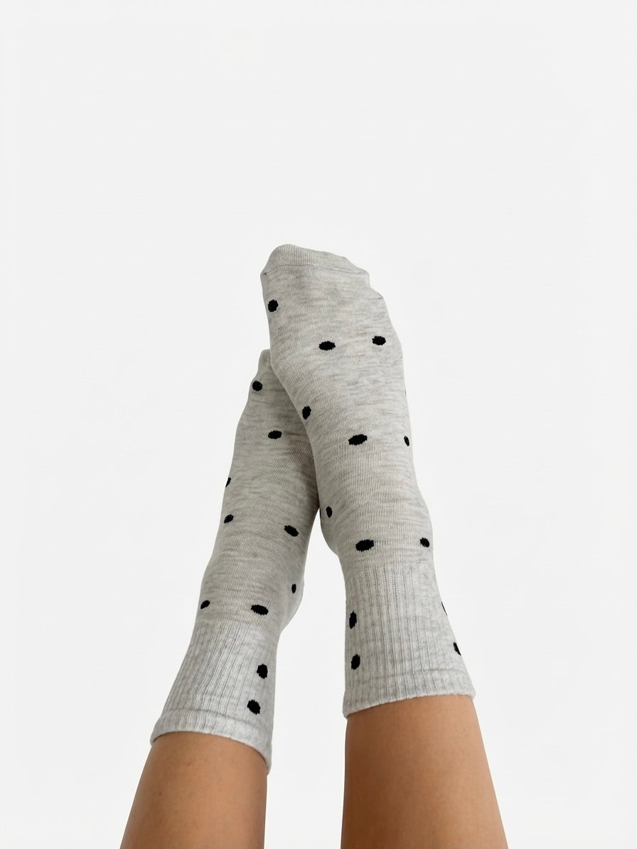 The Grip socks / Gray -Black dots
