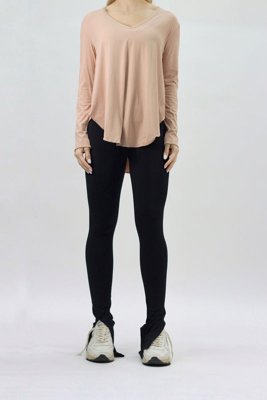Oversized Long sleeve Basic Shirt  tan