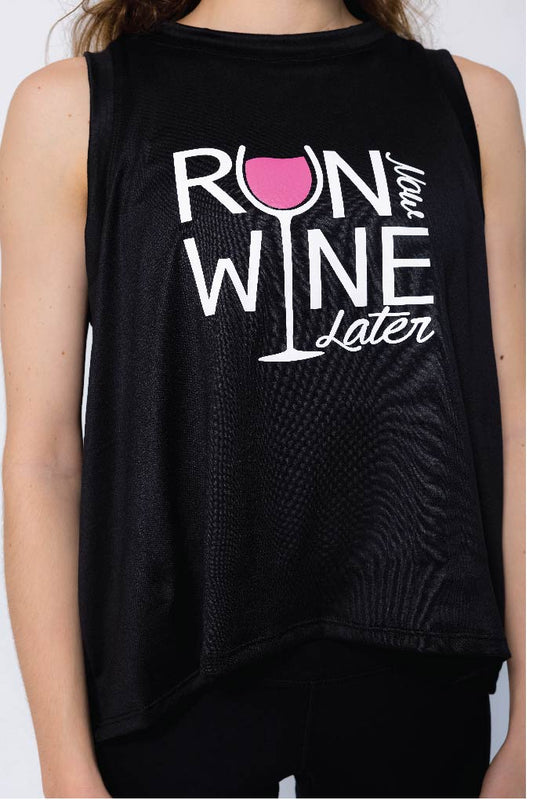 Run now wine later t-shirt