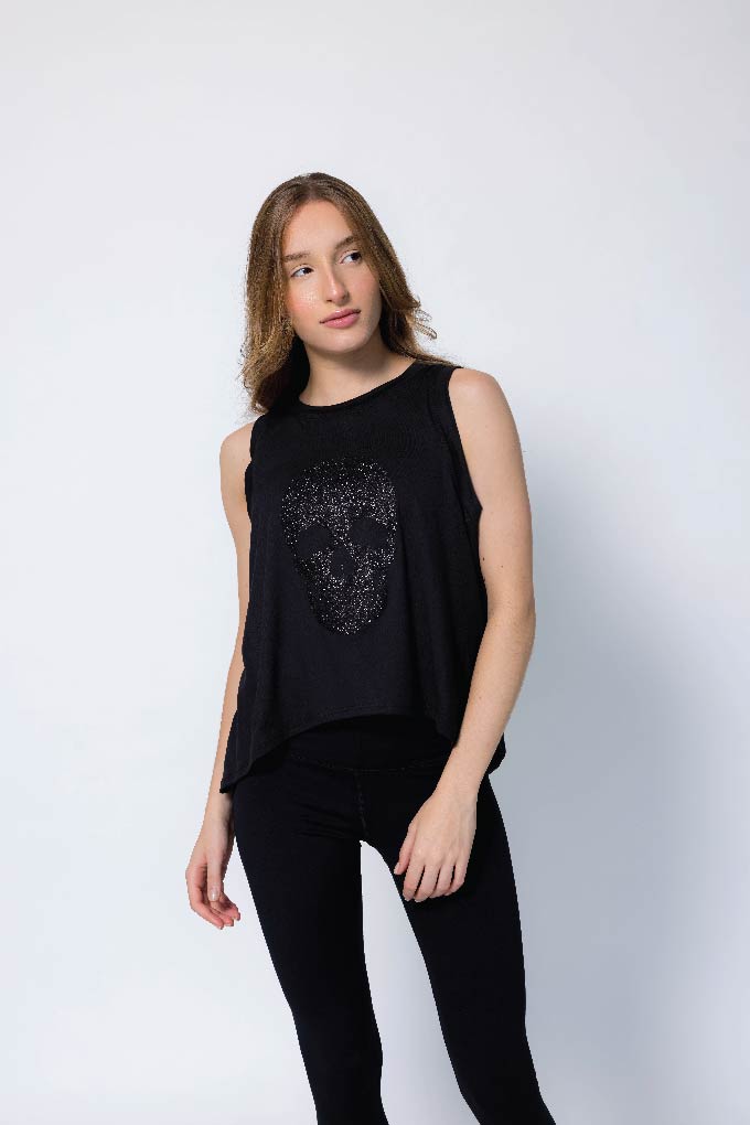 Glitter black skull t-shirt