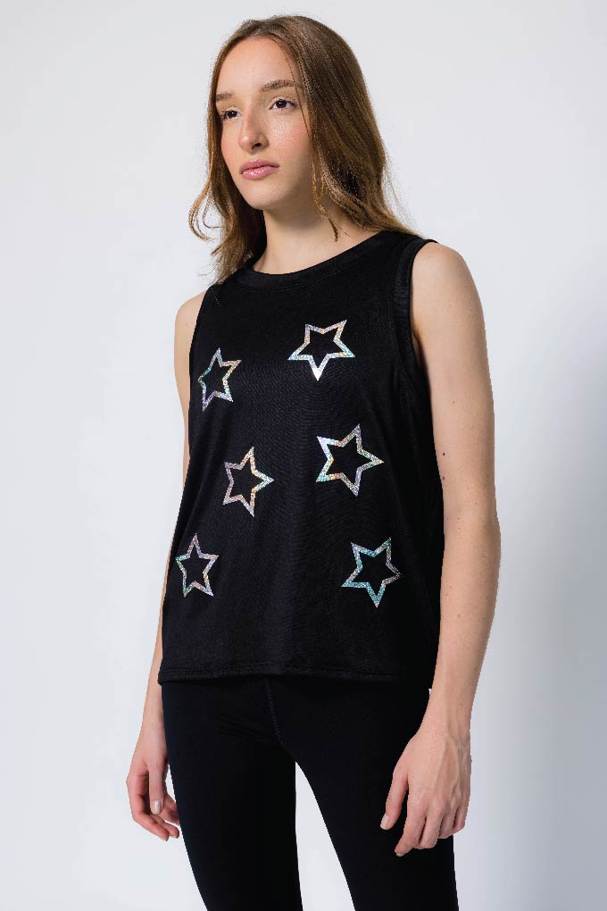 Hollow star black t-shirt