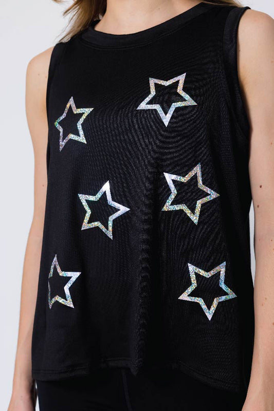 Hollow star black t-shirt