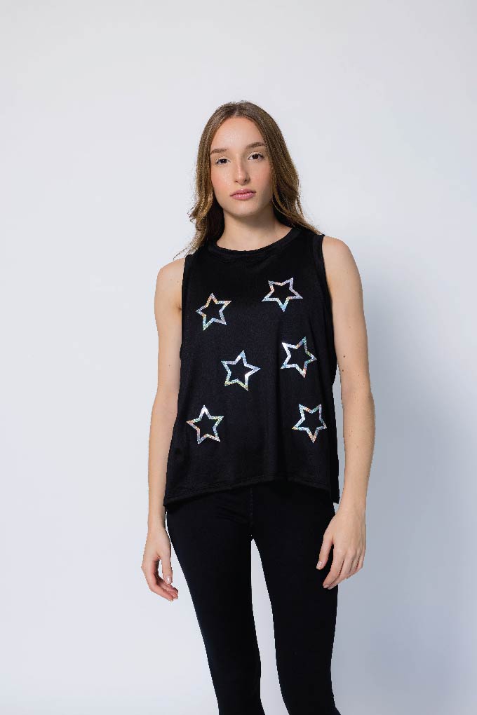 Hollow star black t-shirt