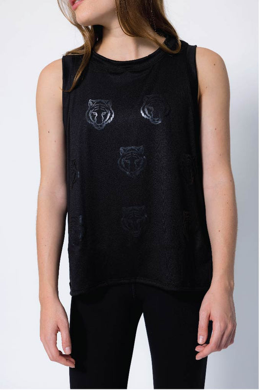 Mini tigers black on black t-shirt