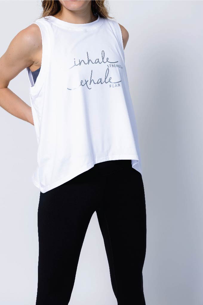 inhale exhale white t-shirt