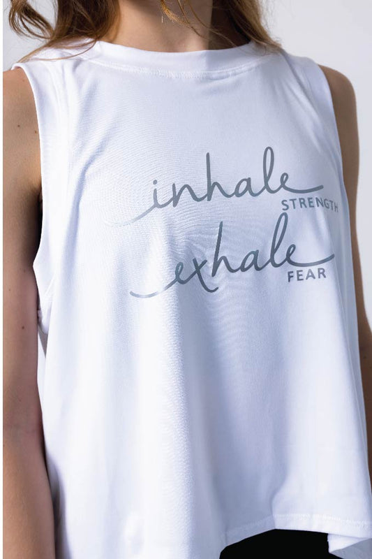 inhale exhale white t-shirt